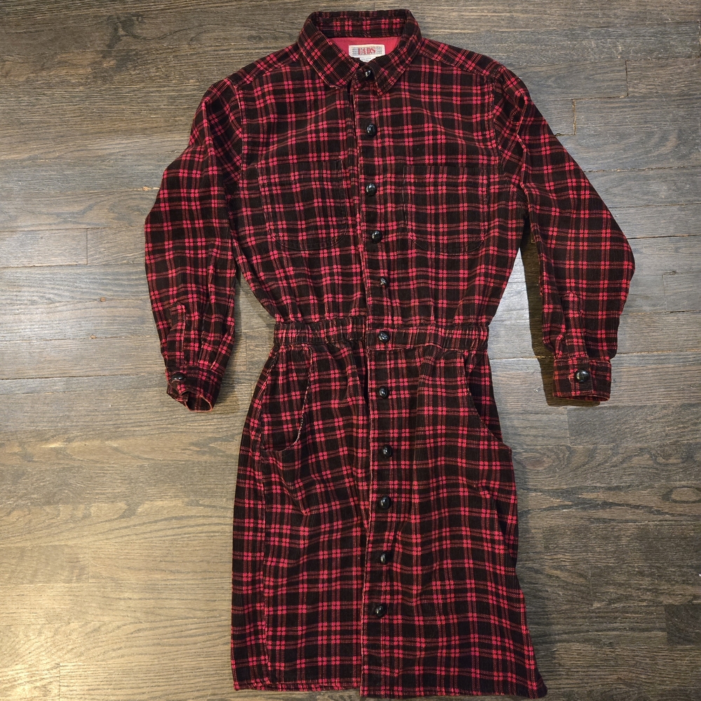 Elegant Plaid Long Sleeve Dress with Pockets